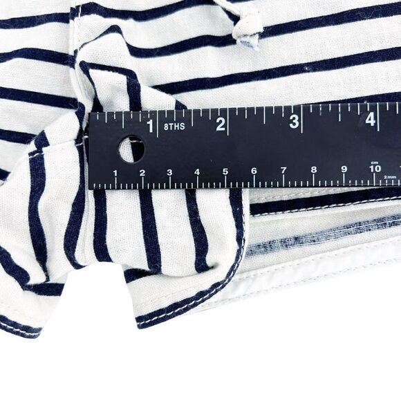J. Crew Linen Cotton Blend Navy Off White Striped Pull on Shorts Women’s Small - Picture 10 of 10